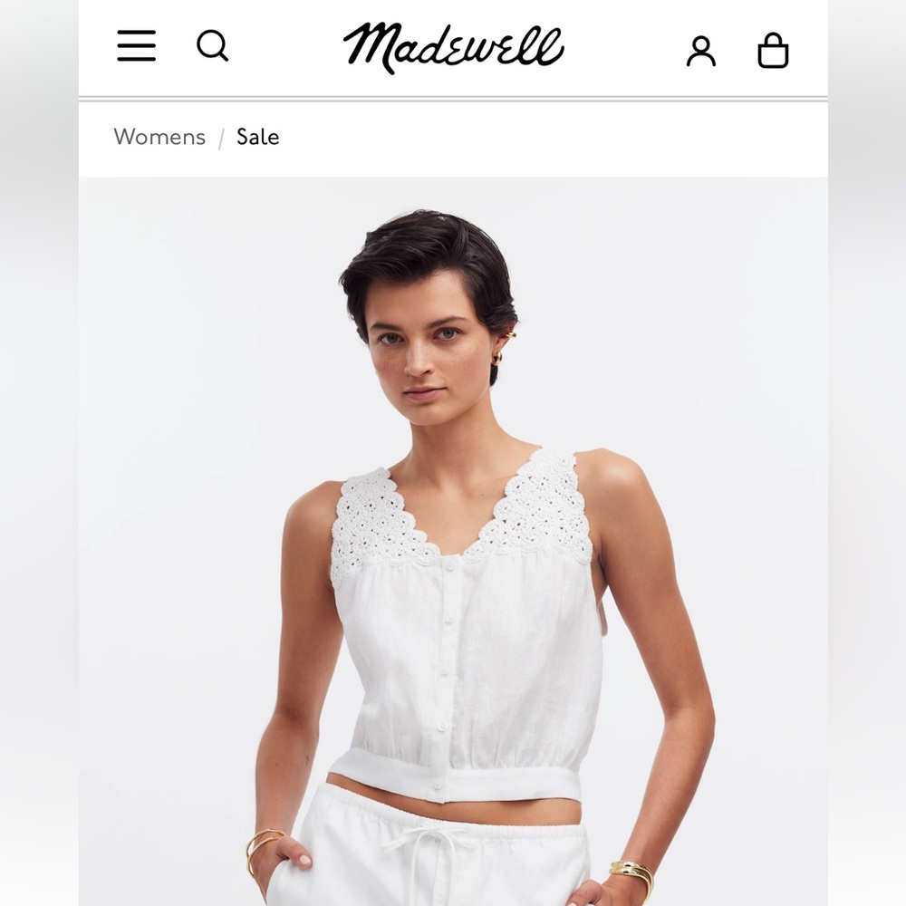 Madewell Cream Linen Sleeveless Top